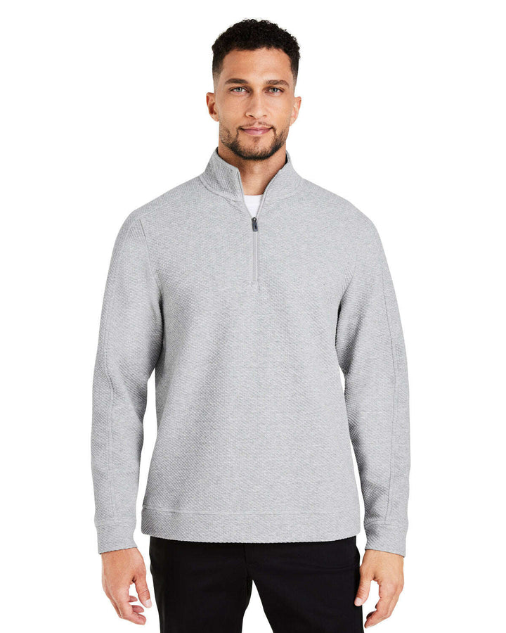 North End Men’s Spirit Textured Quarter-Zip NE725 - PLATINUM HEATHER / 5XL - Knits And Layering