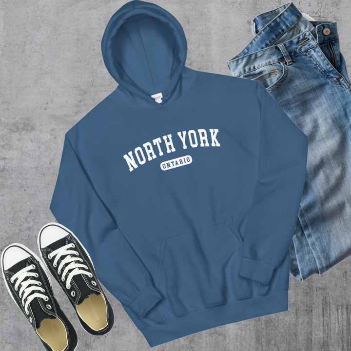 North York ON College Hoodie - Indigo Blue / S