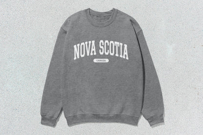 Gray Nova Scotia crewneck sweatshirt in unisex heavy blend for custom apparel offers comfort