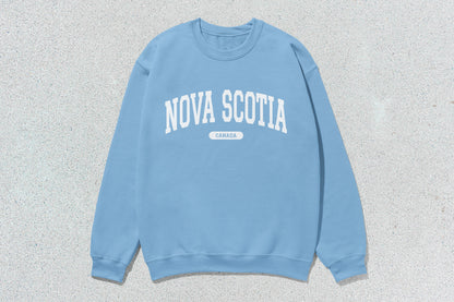 Light blue Nova Scotia crewneck sweatshirt made from unisex heavy blend custom apparel