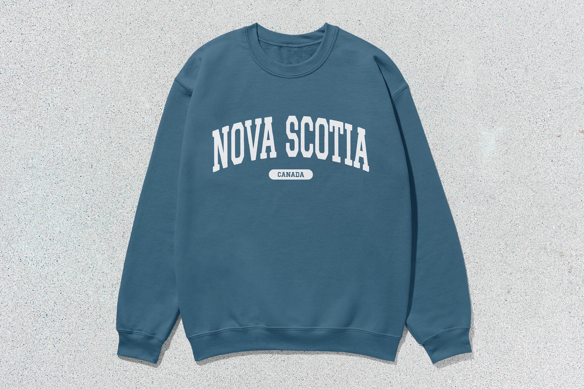 Blue crewneck sweatshirt from Nova Scotia unisex heavy blend custom apparel collection