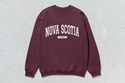 Maroon crewneck sweatshirt from Nova Scotia Unisex Heavy Blend custom apparel collection