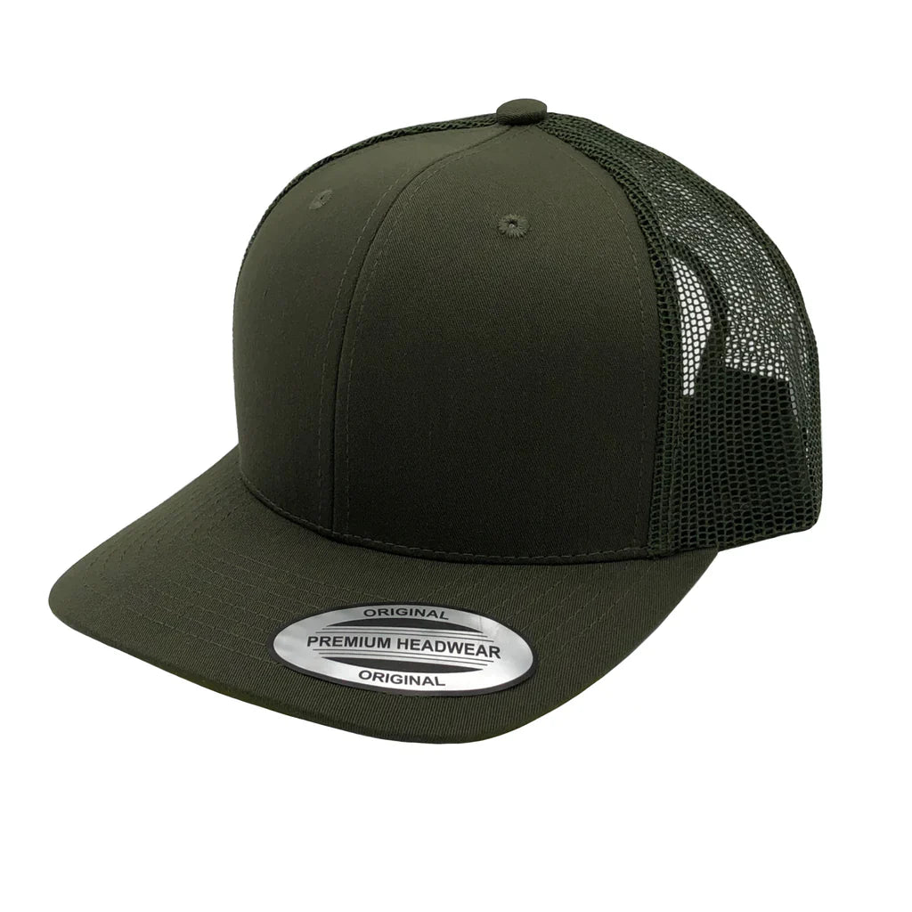 GNV-6606T - Premium Trucker Mesh Cap - Olive / ONE SIZE - CAPS