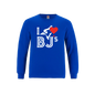Royal blue long sleeve t-shirt with I love BJs graphic, perfect for casual wear