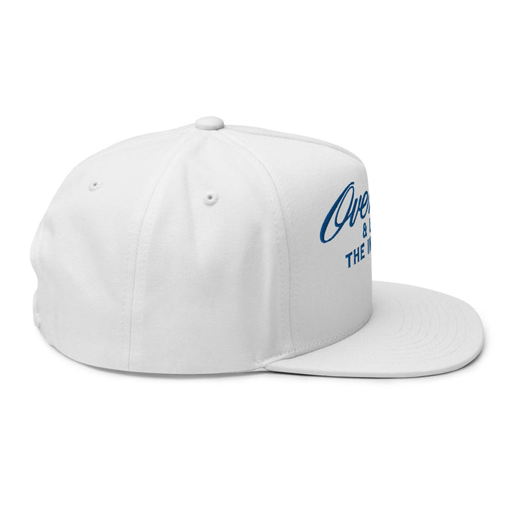 Over Par and Under the Influence Flat Bill Brim 5 Panel Snapback Hat - White