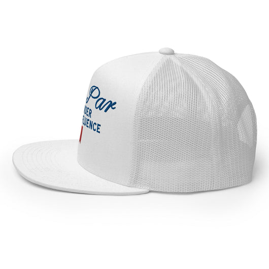 Over Par and Under the Influence Flat Bill Brim Trucker Hat