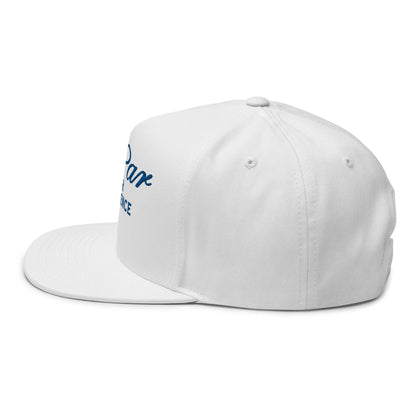 Over Par and Under the Influence Flat Bill Brim 5 Panel Snapback Hat - White - Headwear