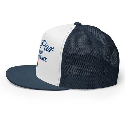 Over Par and Under the Influence Flat Bill Brim Trucker Hat - Headwear