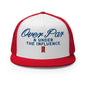 Over Par and Under the Influence Flat Bill Brim Trucker Hat - Red/ White/ Red - Headwear