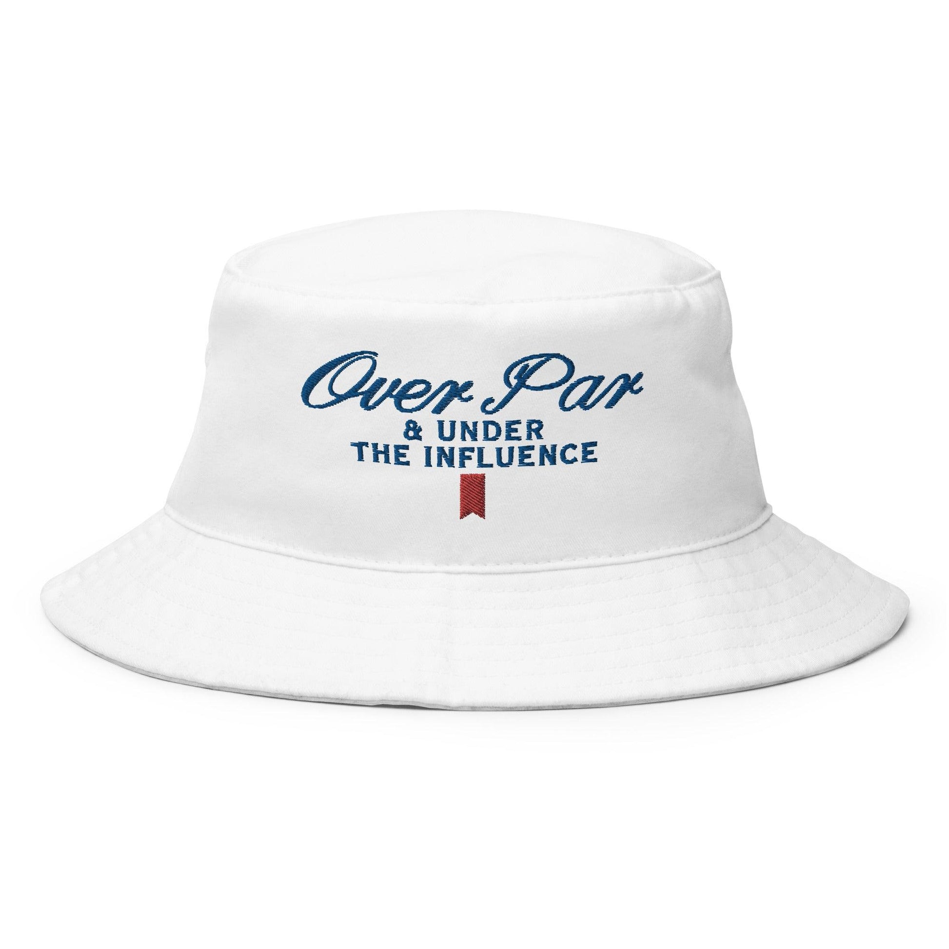 Over Par and Under the Influence Golf Bucket Hat - White - Headwear