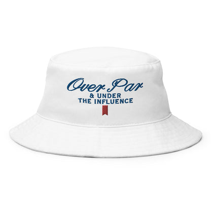 Over Par and Under the Influence Golf Bucket Hat - White - Headwear