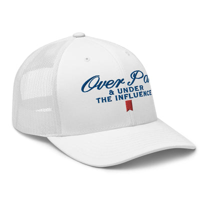 Over Par and Under the Influence Retro Trucker Hat - White - Headwear