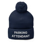 Parking Attendant Uniform Embroidered Knit Pom Beanie - Navy