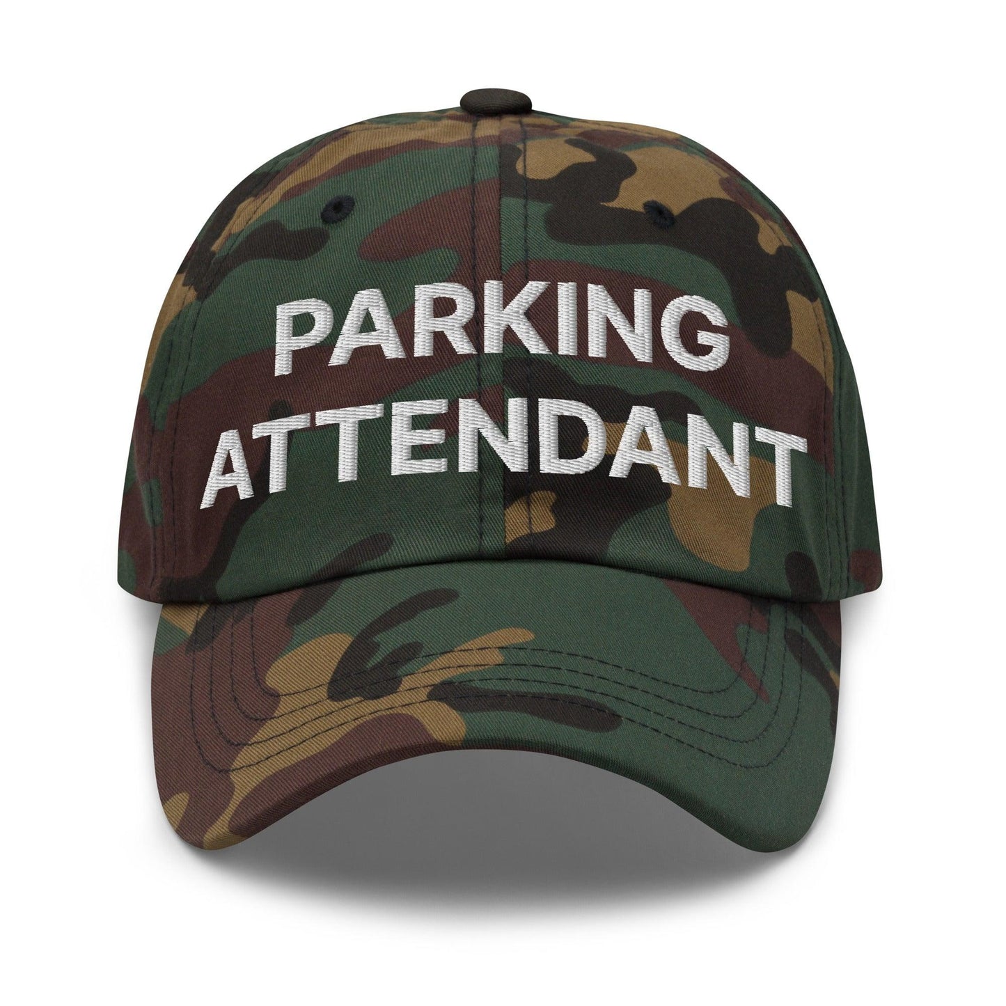 Parking Attendant Uniform Work Embroidered Dad Hat - Green Camo