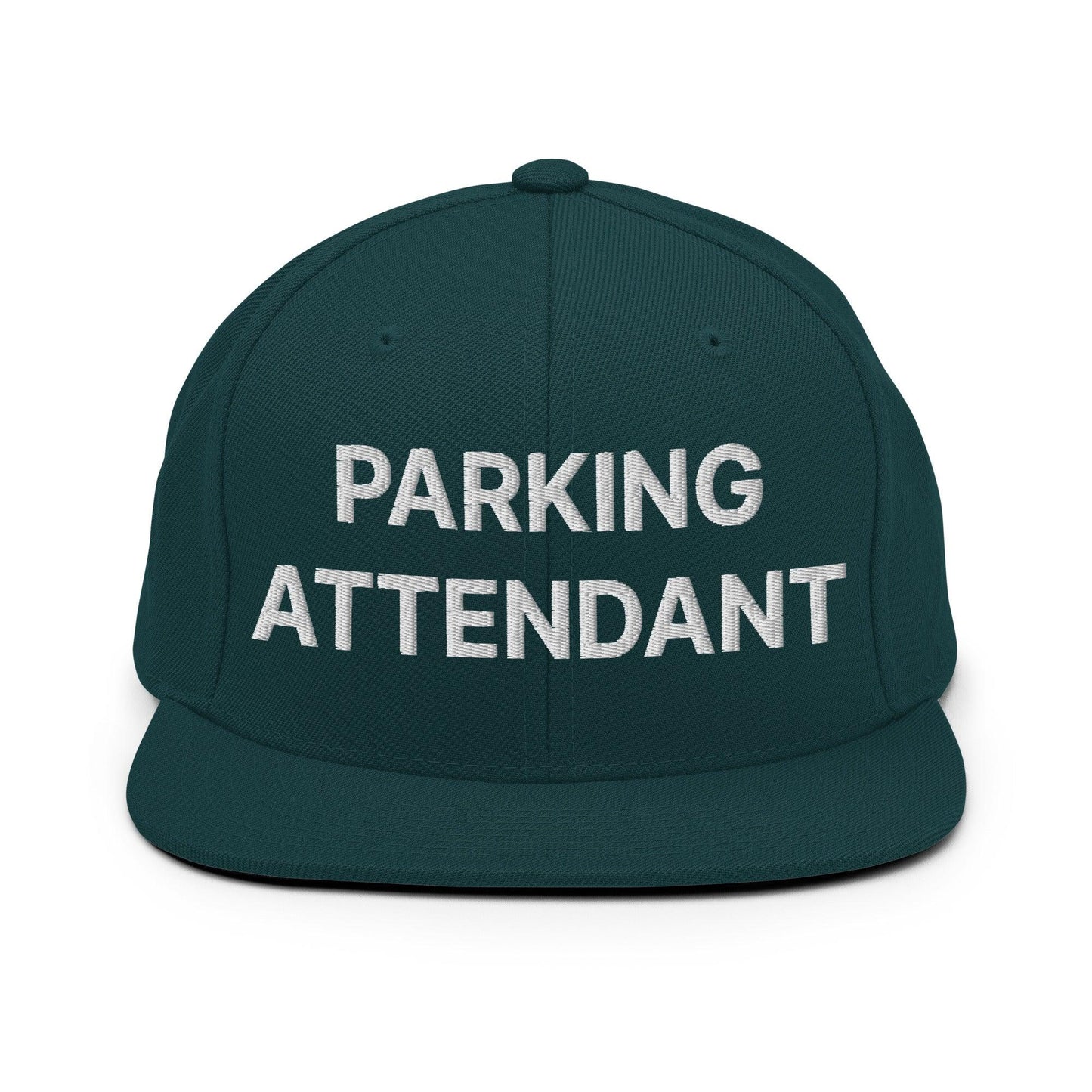 Parking Attendant Uniform Work Embroidered Flat Bill Brim Snapback Hat - Spruce