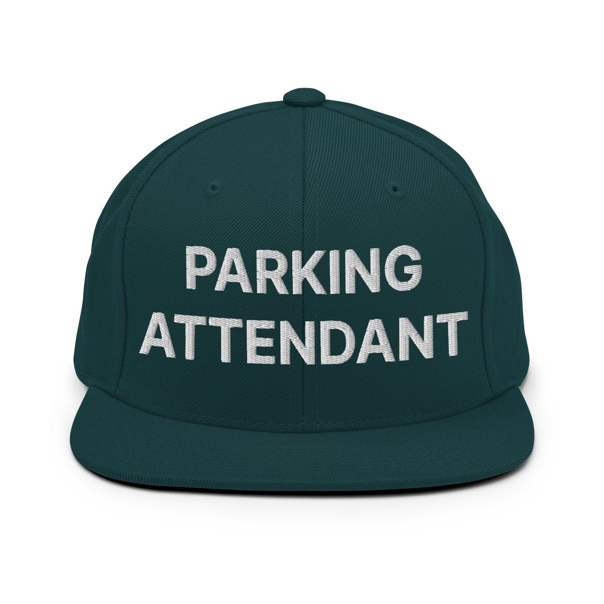 Parking Attendant Uniform Work Embroidered Flat Bill Brim Snapback Hat - Spruce