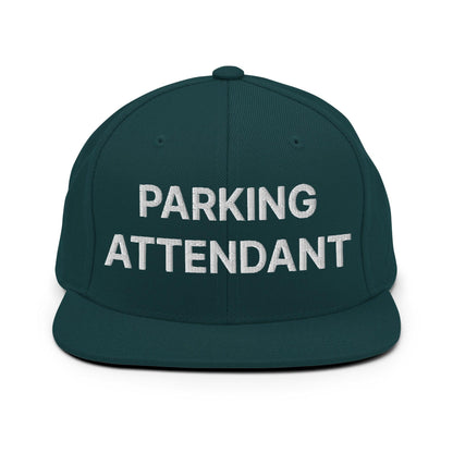 Parking Attendant Uniform Work Embroidered Flat Bill Brim Snapback Hat - Spruce