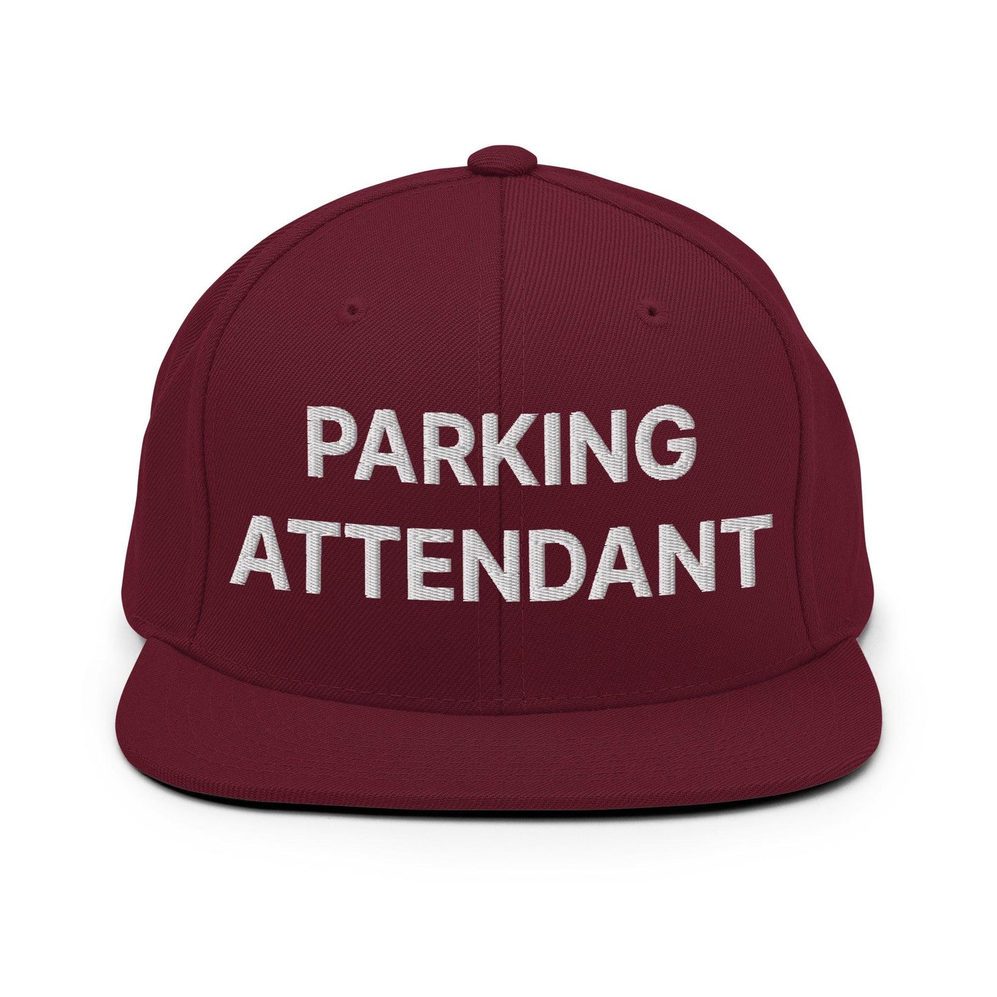 Parking Attendant Uniform Work Embroidered Flat Bill Brim Snapback Hat - Maroon