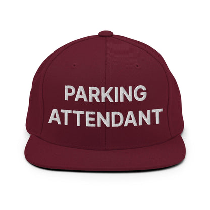 Parking Attendant Uniform Work Embroidered Flat Bill Brim Snapback Hat - Maroon