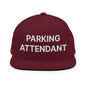 Parking Attendant Uniform Work Embroidered Flat Bill Brim Snapback Hat - Maroon