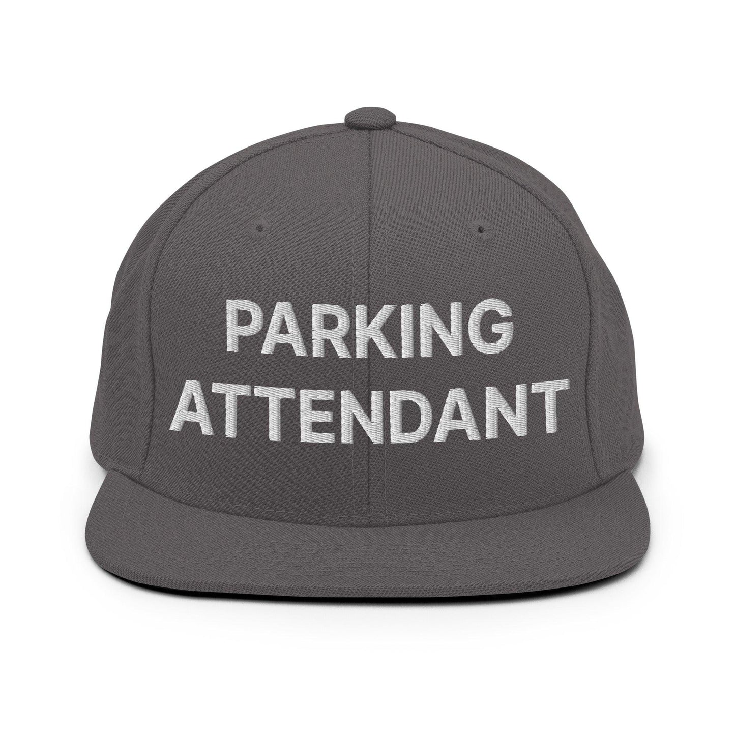 Parking Attendant Uniform Work Embroidered Flat Bill Brim Snapback Hat - Dark Grey