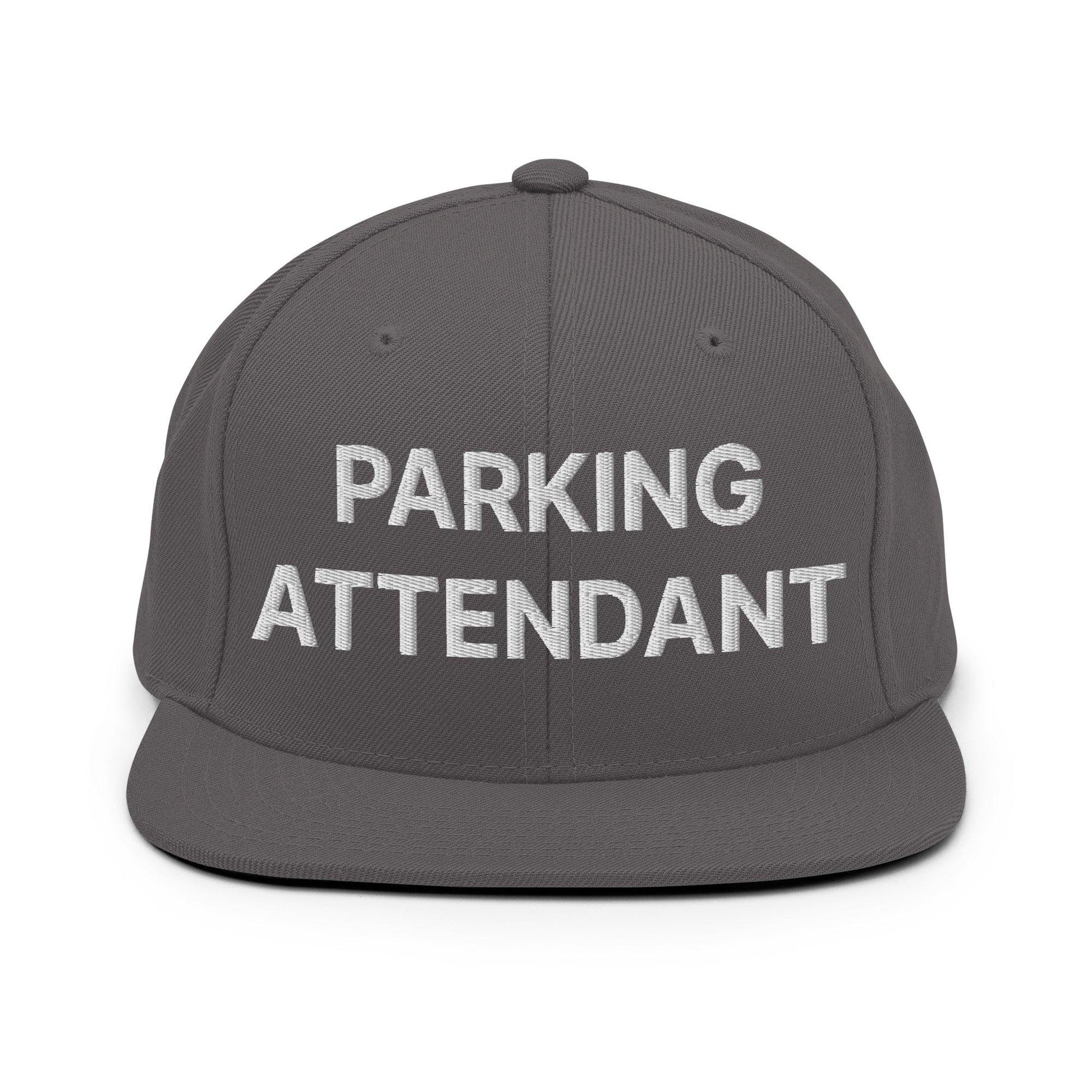 Parking Attendant Uniform Work Embroidered Flat Bill Brim Snapback Hat - Dark Grey