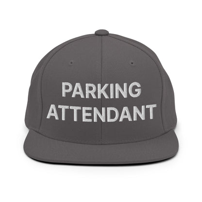 Parking Attendant Uniform Work Embroidered Flat Bill Brim Snapback Hat - Dark Grey