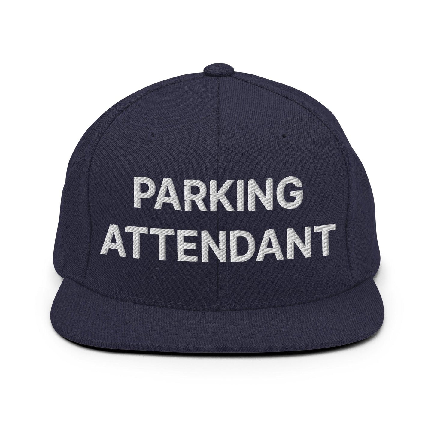 Parking Attendant Uniform Work Embroidered Flat Bill Brim Snapback Hat - Navy