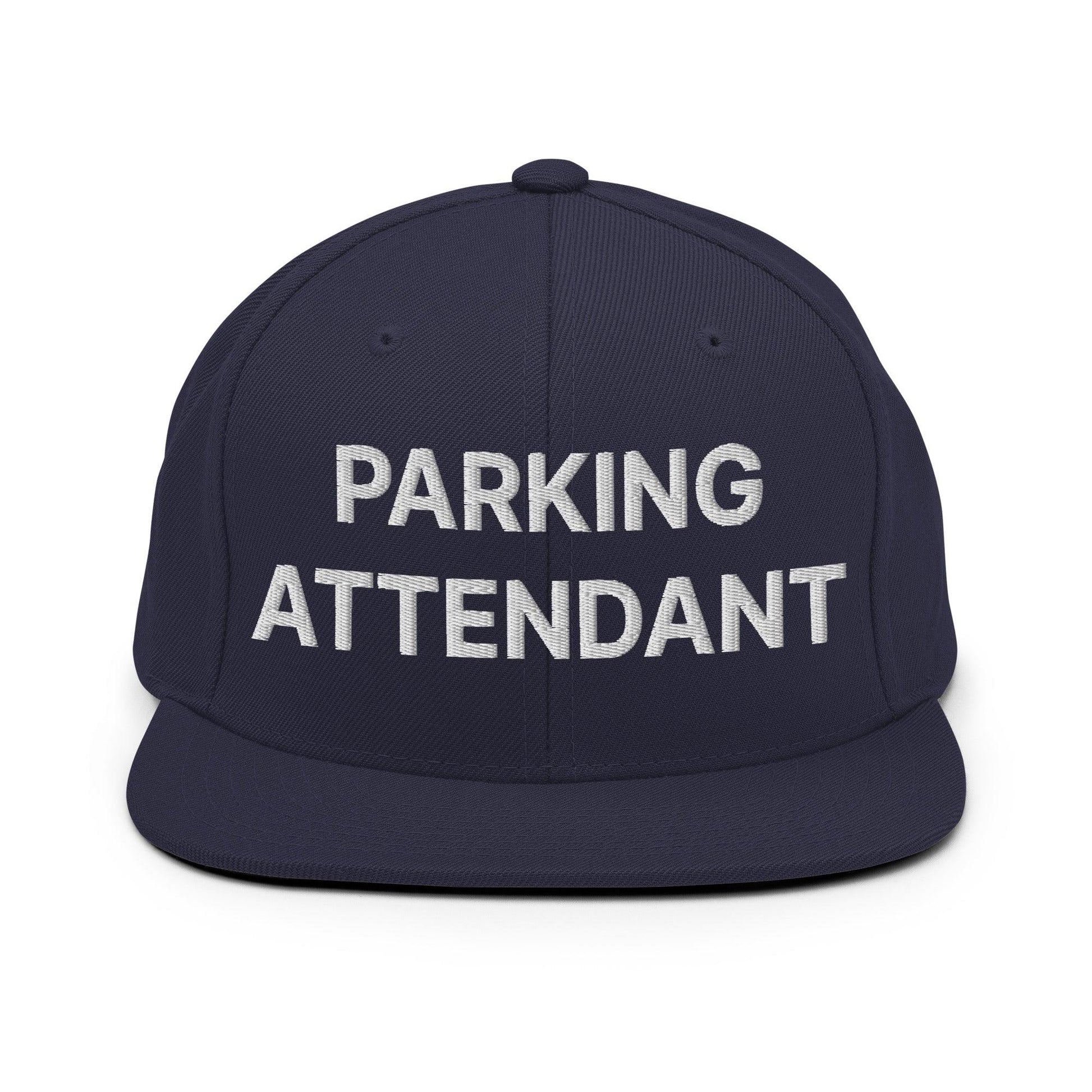 Parking Attendant Uniform Work Embroidered Flat Bill Brim Snapback Hat - Navy