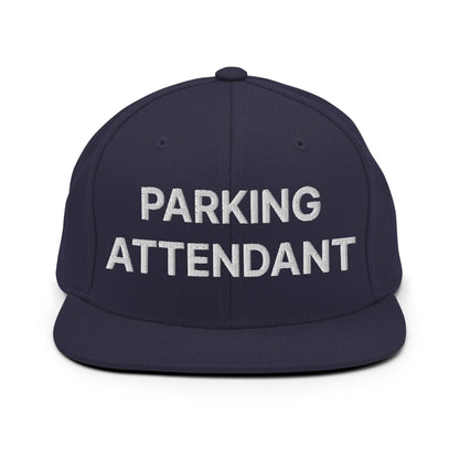 Parking Attendant Uniform Work Embroidered Flat Bill Brim Snapback Hat - Navy