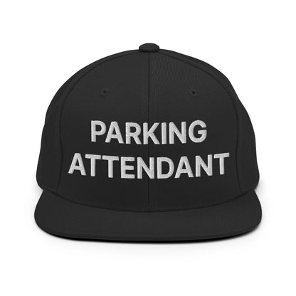 Parking Attendant Uniform Work Embroidered Flat Bill Brim Snapback Hat - Black