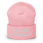 Parking Attendant Uniform Work Embroidered Knit Cuffed Beanie - Baby Pink