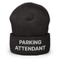 Parking Attendant Uniform Work Embroidered Knit Cuffed Beanie - Dark Grey