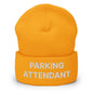 Parking Attendant Uniform Work Embroidered Knit Cuffed Beanie - Gold