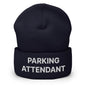 Parking Attendant Uniform Work Embroidered Knit Cuffed Beanie - Navy