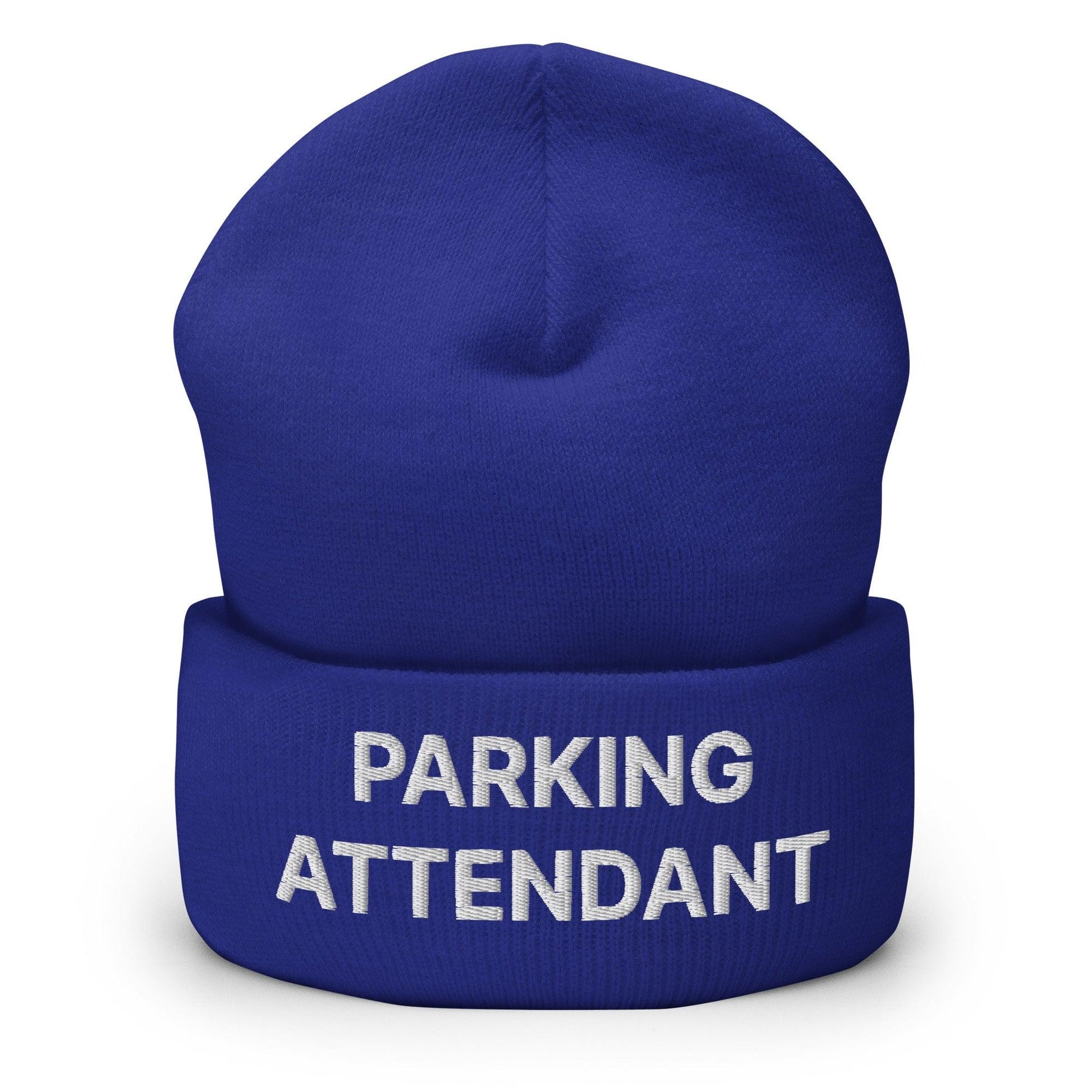 Parking Attendant Uniform Work Embroidered Knit Cuffed Beanie - Royal