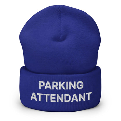 Parking Attendant Uniform Work Embroidered Knit Cuffed Beanie - Royal