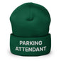 Parking Attendant Uniform Work Embroidered Knit Cuffed Beanie - Spruce