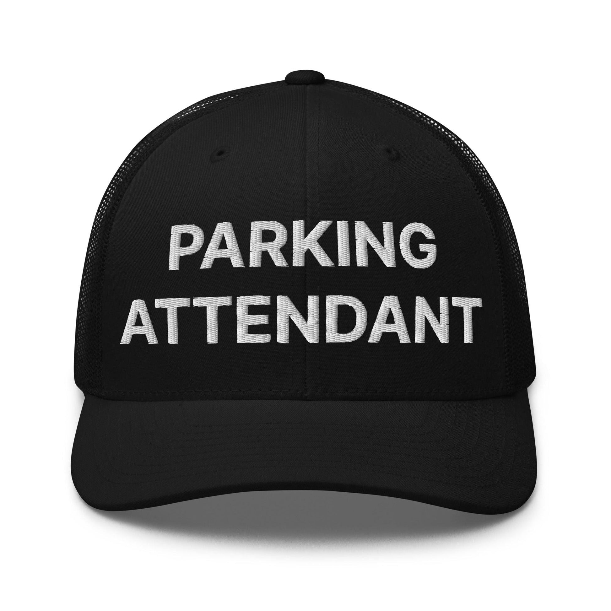 Parking Attendant Work Block Embroidered Mesh Trucker Hat - Black