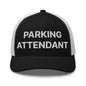 Parking Attendant Work Block Embroidered Mesh Trucker Hat - Black/ White