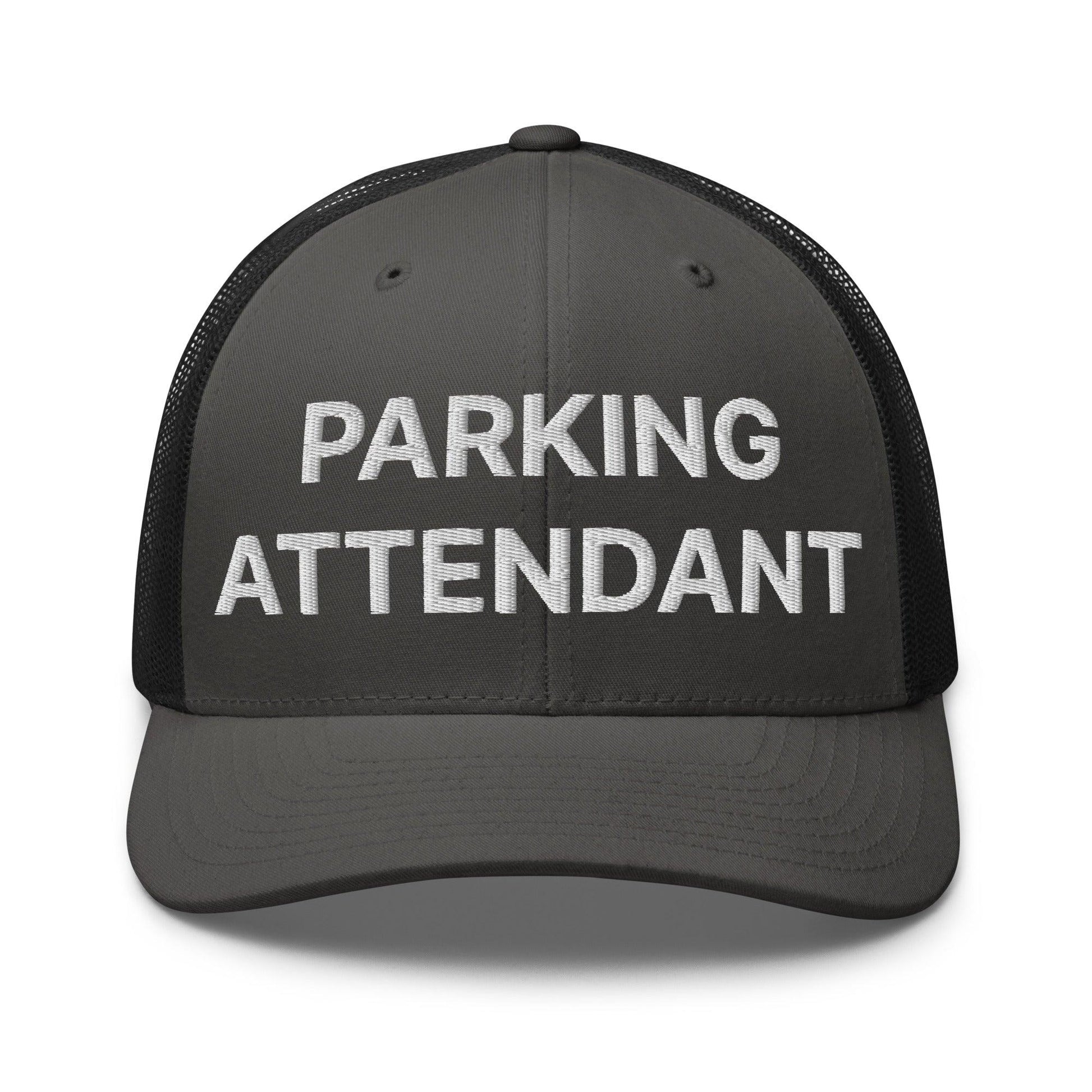 Parking Attendant Work Block Embroidered Mesh Trucker Hat - Charcoal/ Black