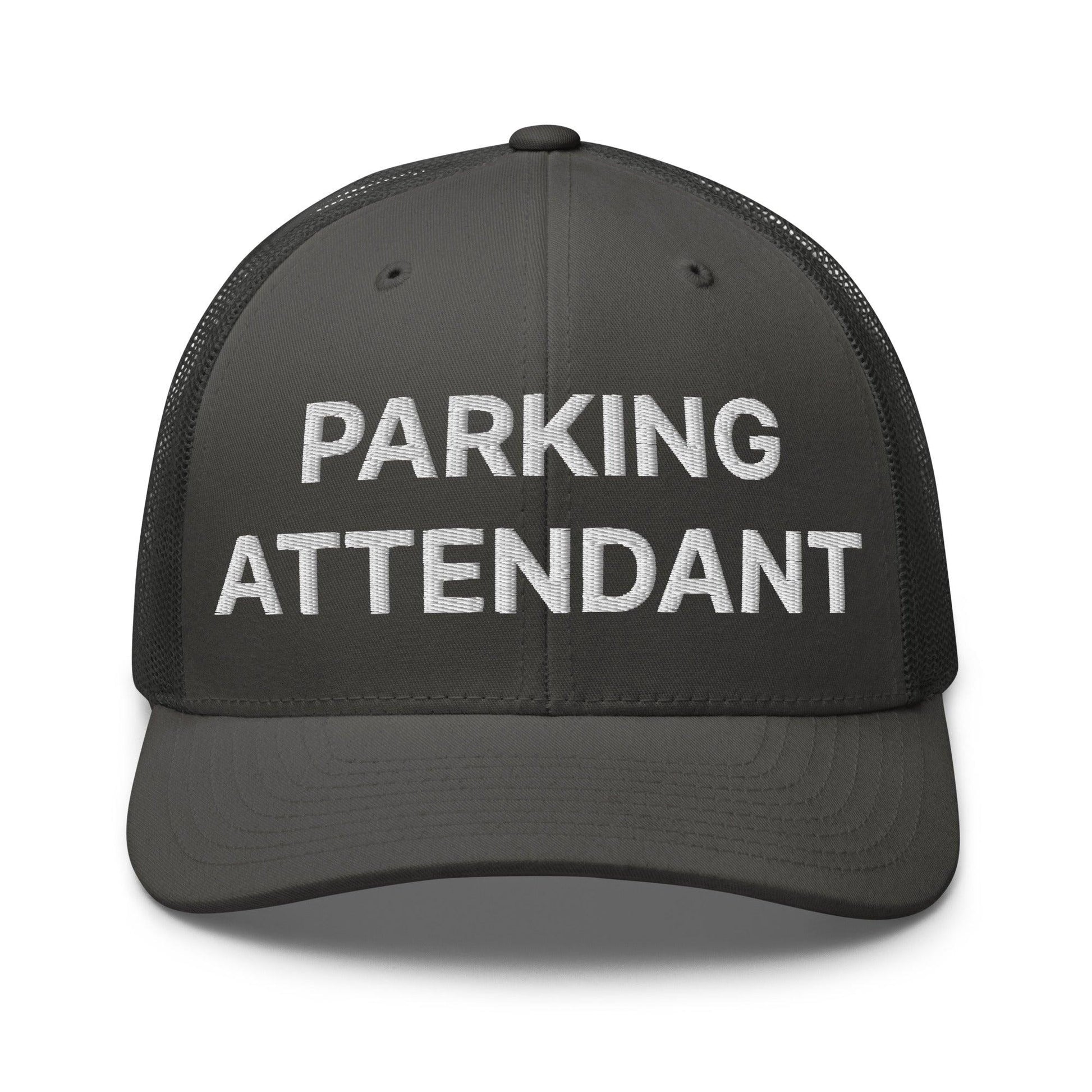Parking Attendant Work Block Embroidered Mesh Trucker Hat - Charcoal
