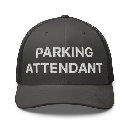 Parking Attendant Work Block Embroidered Mesh Trucker Hat - Charcoal