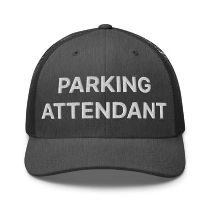 Parking Attendant Work Block Embroidered Mesh Trucker Hat - Dark Heather Gray