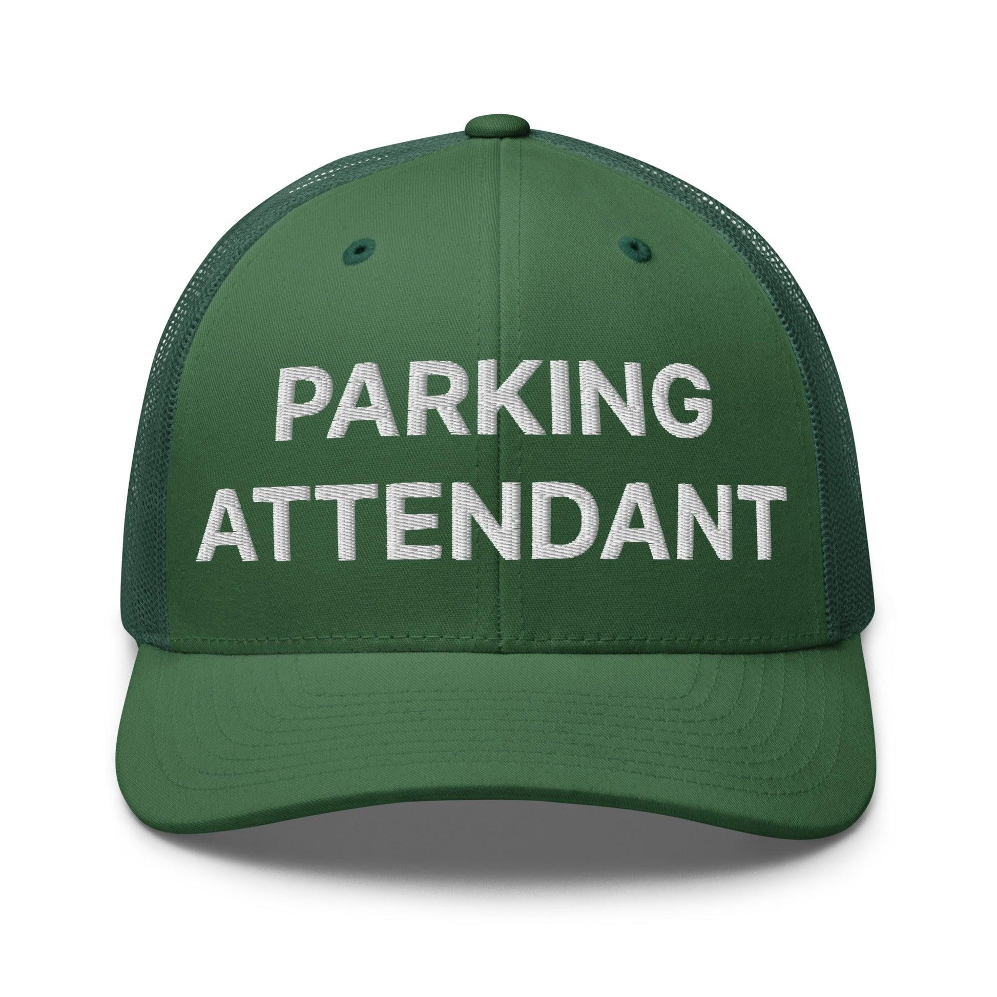 Parking Attendant Work Block Embroidered Mesh Trucker Hat - Evergreen