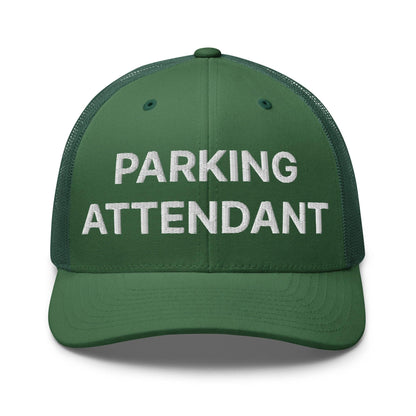 Parking Attendant Work Block Embroidered Mesh Trucker Hat - Evergreen