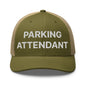 Parking Attendant Work Block Embroidered Mesh Trucker Hat - Moss/ Khaki