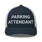 Parking Attendant Work Block Embroidered Mesh Trucker Hat - Navy/ White