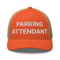 Parking Attendant Work Block Embroidered Mesh Trucker Hat - Rustic Orange/ Khaki