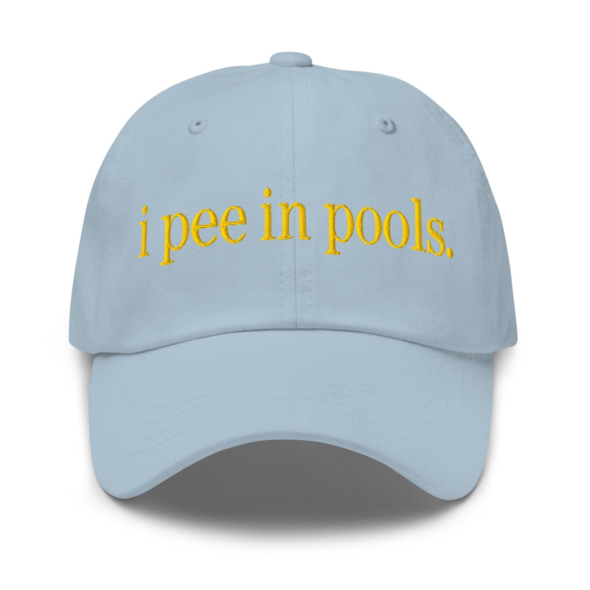 I Pee in Pools Embroidered Dad Hat - Light Blue
